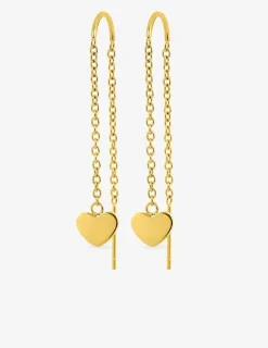 Boucles d'oreilles traversantes en acier doré, motif cœur SO OR