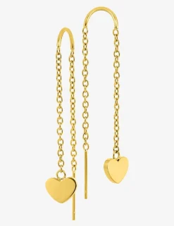 Boucles d'oreilles traversantes en acier doré, motif cœur SO OR