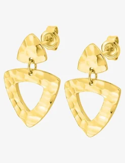 Boucles d'oreilles triangles martelés plaqué or SO OR