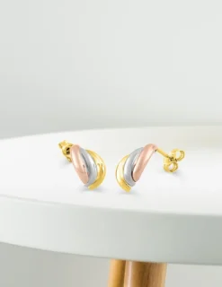 Boucles d'oreilles tricolores or 375‰ SO OR