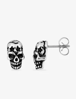 Boucles d'oreilles tête de mort acier noirci SO OR