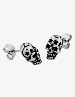 Boucles d'oreilles tête de mort acier noirci SO OR