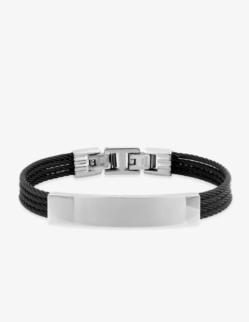 Bracelet acier CARGO 4 rangs de câbles acier noir SO OR