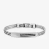 Bracelet acier CARGO 3 rangs de cables et motif plaque centrale SO OR