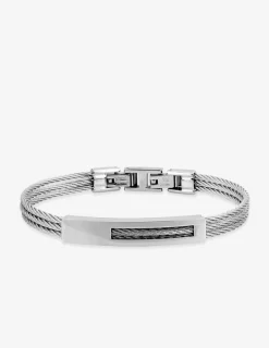 Bracelet acier CARGO 3 rangs de cables et motif plaque centrale SO OR