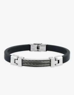 Bracelet acier CARGO caoutchouc et cable avec finition brillante SO OR