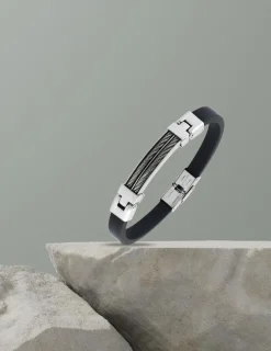 Bracelet acier CARGO caoutchouc et cable avec finition brillante SO OR