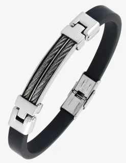 Bracelet acier CARGO caoutchouc et cable avec finition brillante SO OR