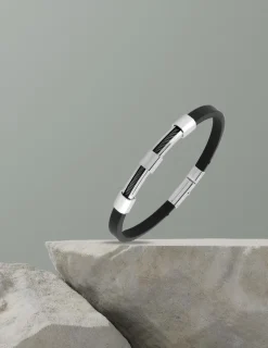Bracelet acier CARGO caoutchouc et câble noir SO OR