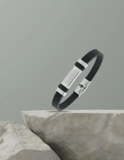 Bracelet acier CARGO caoutchouc motif acier et céramique SO OR