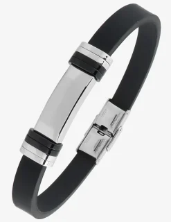Bracelet acier CARGO caoutchouc motif acier et céramique SO OR