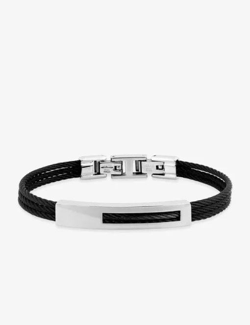 Bracelet acier CARGO câbles et plaque ajourée SO OR