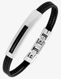 Bracelet acier CARGO câbles et plaque ajourée SO OR