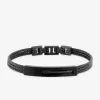 Bracelet acier CARGO câbles et plaque noire ajouré SO OR