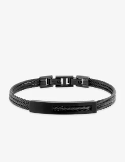 Bracelet acier CARGO câbles et plaque noire ajouré SO OR