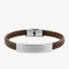 Bracelet acier CARGO cuir marron SO OR