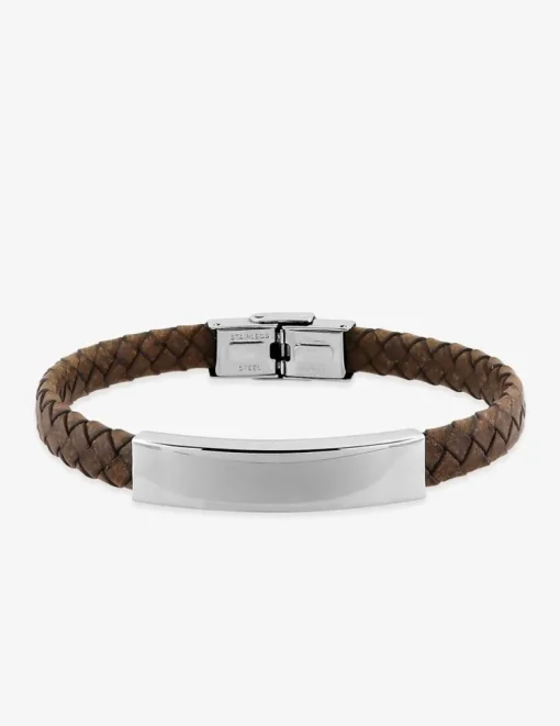 Bracelet acier CARGO cuir marron SO OR