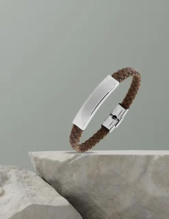 Bracelet acier CARGO cuir marron SO OR