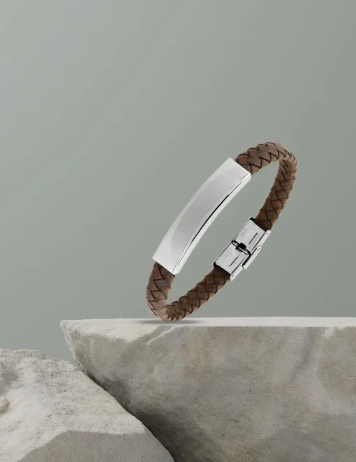 Bracelet acier CARGO cuir marron SO OR