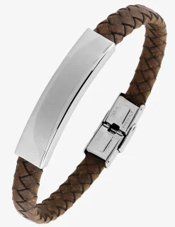 Bracelet acier CARGO cuir marron SO OR