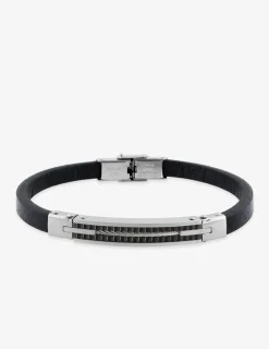 Bracelet acier CARGO cuir cable et céramique SO OR