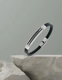 Bracelet acier CARGO cuir cable et céramique SO OR