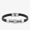 Bracelet acier CARGO cuir tressé et câble pour une finition brillante SO OR