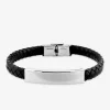 Bracelet acier CARGO cuir tressé motif rectangle SO OR