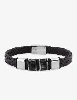 Bracelet acier CARGO cuir marron et caoutchouc noir SO OR