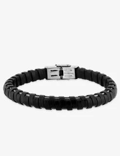 Bracelet acier CARGO cuir tressé cable fin fermoir dentelé SO OR