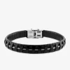 Bracelet acier CARGO cuir tressé cable acier ajustable fermoir dentelé SO OR