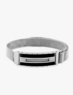 Bracelet acier CARGO en maille et céramique noire SO OR