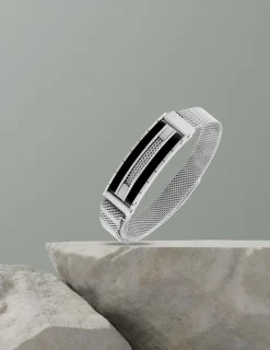 Bracelet acier CARGO en maille et céramique noire SO OR