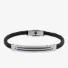 Bracelet acier CARGO et cuir avec double rang câble acier fin SO OR