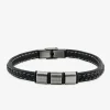 Bracelet acier CARGO et cuir tressé 3 motifs acier brossé finition mate SO OR