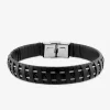 Bracelet acier CARGO lanières de cuir et câbles SO OR