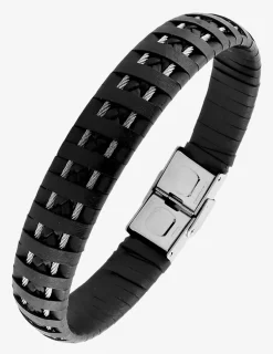 Bracelet acier CARGO lanières de cuir et câbles SO OR