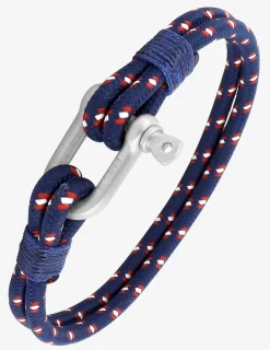 Bracelet acier cordon fantaisie bleu marine SO OR