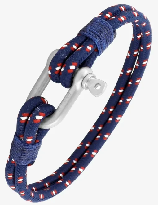 Bracelet acier cordon fantaisie bleu marine SO OR