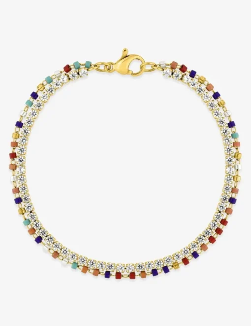 Bracelet acier, cristaux synthétiques et matière fantaisie unicolor SO OR