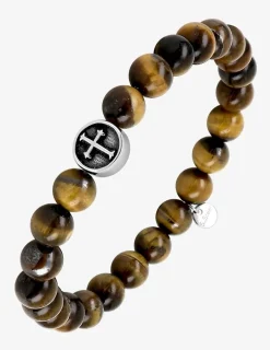 Bracelet acier croix et perles fantaisie SO OR