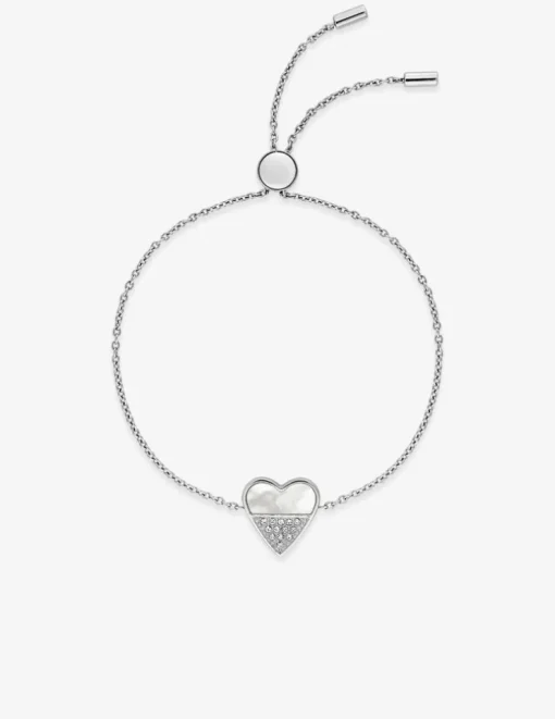 Bracelet acier cœur nacré cristal synthétique SO OR