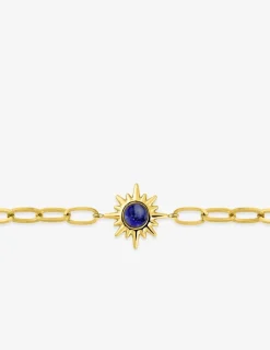 Bracelet acier doré, alternée et lapis-lazuli bleu SO OR