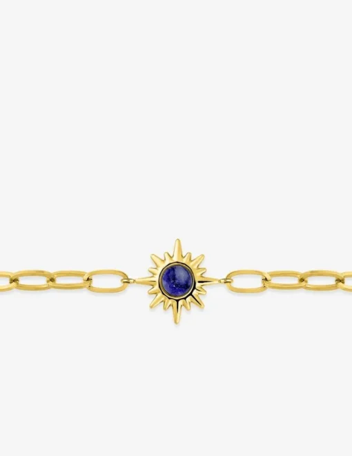 Bracelet acier doré, alternée et lapis-lazuli bleu SO OR