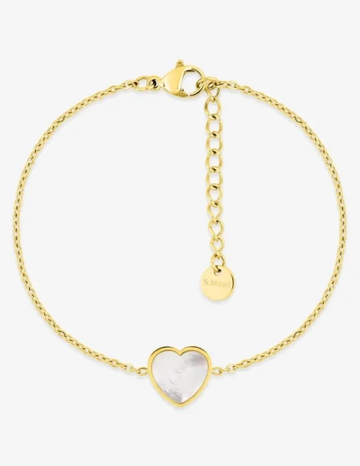 Bracelet acier doré avec cœur nacré SO OR