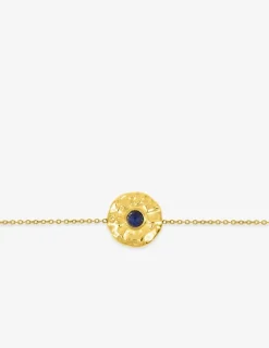 Bracelet acier doré et lapis-lazuli bleu, chaine forçat SO OR
