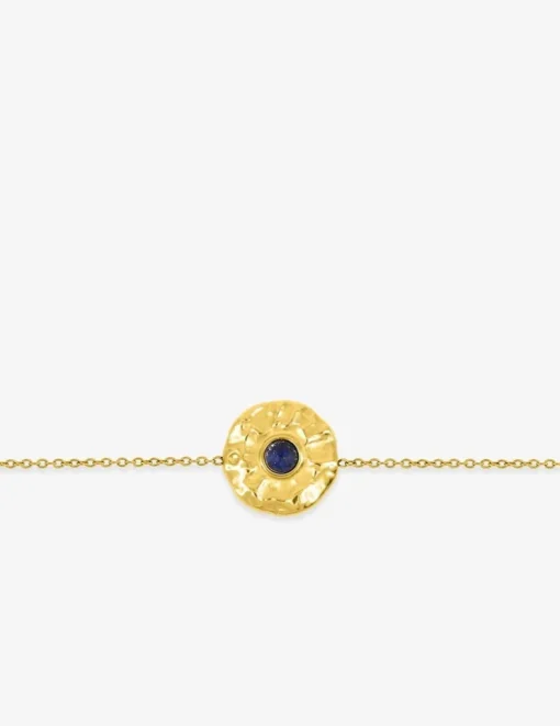 Bracelet acier doré et lapis-lazuli bleu, chaine forçat SO OR