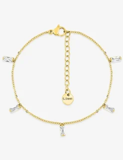 Bracelet acier doré et oxydes de zirconium blancs rectangles SO OR