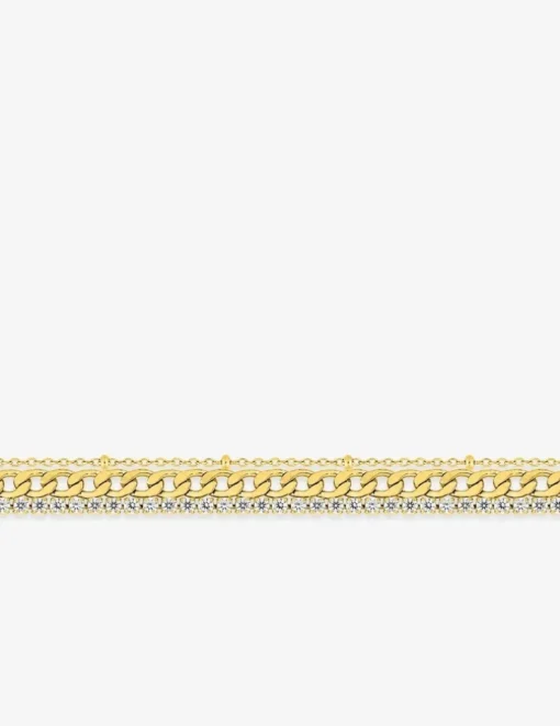 Bracelet acier doré et oxydes de zirconium SO OR