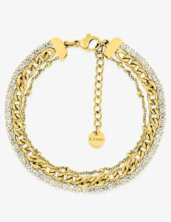 Bracelet acier doré et oxydes de zirconium SO OR